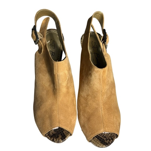 Sam Edelman SE Boutique Oscar Leather Peep Toe Spiked Heel Sandals Sz 8.5 - Picture 4 of 12